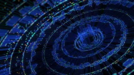 Wall Mural - an abstract digital background features interconnected lines, glowing dots, and concentric circles, 