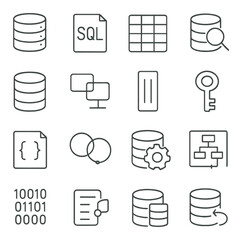 database and programming icons including sql and data visualization symbols