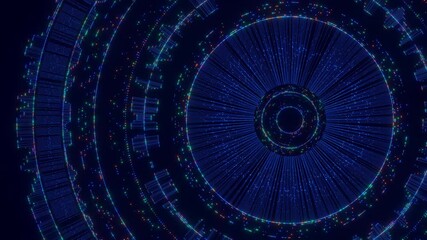 Wall Mural - an abstract digital background with interconnected blue lines, glowing dots, and concentric circles,