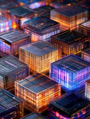 Wall Mural - colorful glowing cubes with intricate circuit-like patterns create a futuristic and technological di