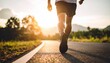 © NurNazira - Person Jogging on Road at Sunset with Scenic Natural Backdrop