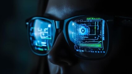 Hacker with glasses interface technology