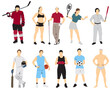 © S.Q.U.A.D - set of sports people athlete players vector illustration different sports athletes game player