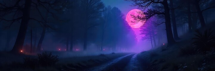Wall Mural - Mysterious, ethereal glow illuminates the midnight hour, casting an enchanting spell on the night Dark, shadowy ambiance with subtle, radiant light , midnight, serene