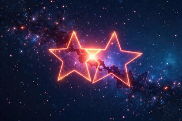 Wall Mural - two star constellations, mirrored and intertwined, shimmering against a dark night sky a celestial d
