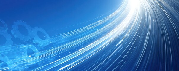 Wall Mural - digital blue background with streaming light and technology elements