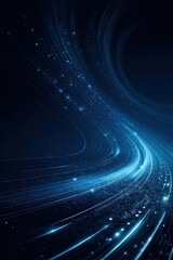 Wall Mural - abstract digital blue background with flowing data pathways and glowing points