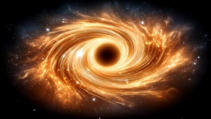 Wall Mural - a swirling vortex of fiery orange and gold cosmic energy against a deep black background