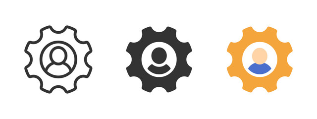 Wall Mural - profile settings icon. user avatar inside a gear representing account management and customization v