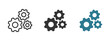 © Chelpanoff - Gears mechanism icon. Three interlocking cogwheels system configuration and optimization vector illustration. Technology control and process management symbol. Interface and machinery sign.