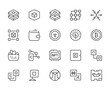 © Hasan - Cryptocurrency and blockchain technology icons with digital assets and network connections bitcoin digital currency