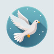 © Rizaldi - Symbolic depiction of a white dove of peace in flight within a starry blue circle design