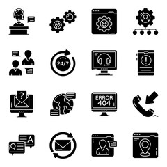 Wall Mural - set of customer service and support solid icons