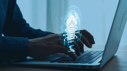 Wall Mural - cloud computing, cloud strategy, and cloud technology transforming digital infrastructure with scala
