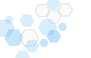Wall Mural - geometric abstract background with blue hexagons. computer network concept. medical, technology or s