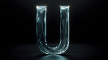 Wall Mural - Fluid, glassy letter U, glowing
