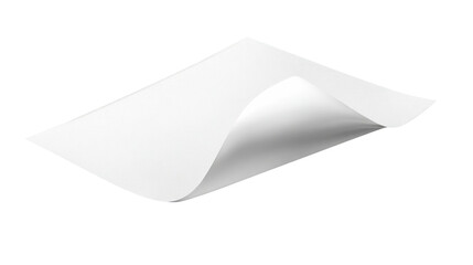 Wall Mural - curved white paper sheet with a smooth edge on transparent background