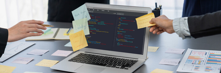 Wall Mural - software development programming on computer screen for brisk application and program coding