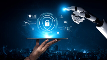 Wall Mural - ai artificial intelligence strengthens cybersecurity with intelligent threat detection, virtual assi