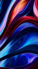 Wall Mural - Abstract video concept with vibrant gradient waves in red, blue, and purple. Top-down angle captures fluid motion and dynamic style. Live mobile wallpaper.