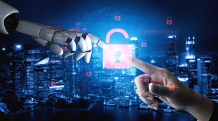 Wall Mural - ai system identifies potential data vulnerabilities and alerts for breaches, improving proactive cyb