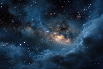 Wall Mural - starry sky wallpaper showcasing deep space with vivid galaxies, shimmering stars, and ethereal cloud