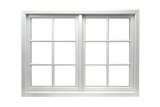 White window frame with multiple panes isolated on a transparent background grid