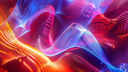 Wall Mural - A colorful, abstract image of a wave with a blue and red background