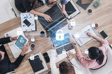 Wall Mural - cyber security protection and cyber security strategies against cyber threats, system hacks, digital