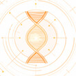 © Game - Abstract orange DNA strand with technology interface for science background