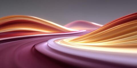 Wall Mural - vivid golden and magenta ribbons twist across a sleek surface, their energy-filled curves glowing wi