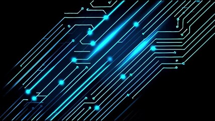 Wall Mural - circuit board with digital connections in motion. technological network connection structure