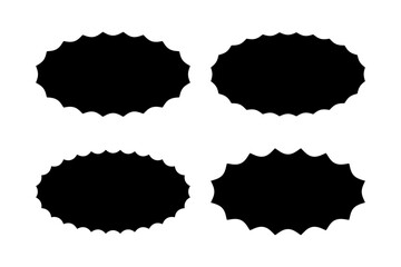 Wall Mural - set or oval shapes with wiggly borders. empty black sale, price or discount, special offer, coupon o