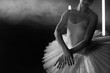 © kohanova1991 - Graceful Unrecognizable Ballerina In Tutu Dress Dancing With Hands, copy space