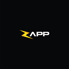 Wall Mural - the image shows a wordmark logo design of the word zapp in yellow and white color in simple flat sty