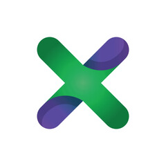 Wall Mural - the image shows a logo design of a letter x in green and purple colors in simple 3d style that looks