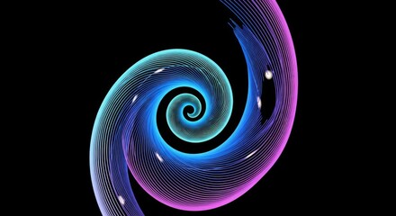 Wall Mural - Luminous Spiral Lines with Blue and Pink Gradient on Transparent Background
