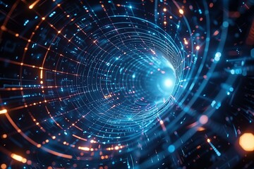 Wall Mural - futuristic digital vortex: a glimpse into the infinite depths of technology