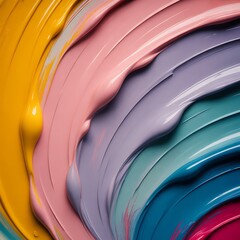 Wall Mural - thick creamy paint strokes in pastel rainbow colors abstract background beautiful blue