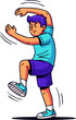 © WalidSmith - Energetic Boy in Teal Shirt Dynamically Posing