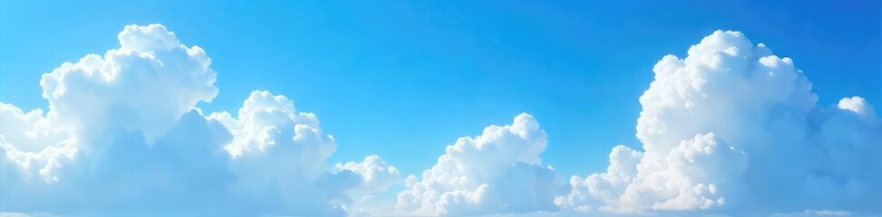 vibrant blue sky filled with fluffy white cumulus clouds on a bright sunny day perfect for backgroun