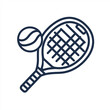 © MST - Simple line art icon of a padel racket and ball, on a transparent background