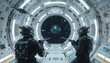 © shari - 'In a zero-gravity training orb, space pilots practice evasive maneuvers and refire their neural reflexes using AI drones.'