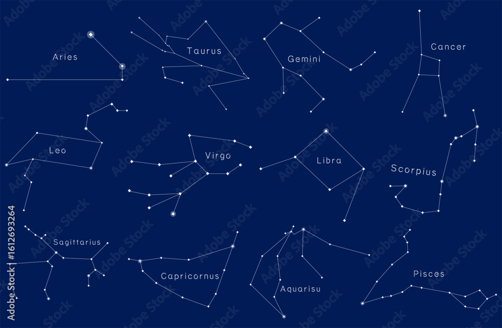 星空の黄道十二星座セットStock Vector | Adobe Stock