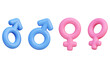 © 정의 장 - Cartoon style Gender symbol male and female 3D Icon