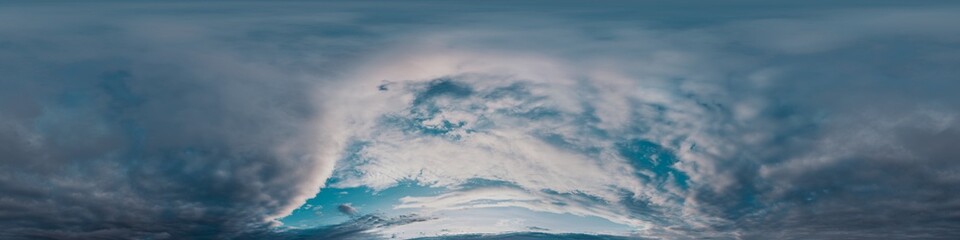 Wall Mural - sunset sky with bright glowing pink cumulus clouds. seamless spherical hdr 360 panorama. full zenith