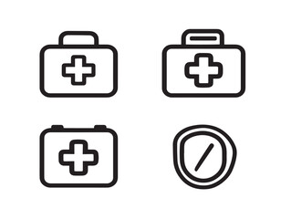 Hospital and aid-related icons in clean vector outline