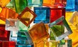 © Azril - Arrangement of abstract colorful transparent cube shapes and geometric design