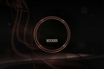 Wall Mural - Exquisite copper design with podium and round shiny frame.
