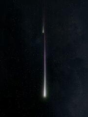 Wall Mural - spectacular glowing meteor trails. beautiful shooting stars on a black background. two falling bolid